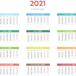 Calendar 2021 year PNG