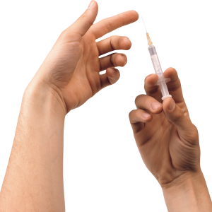 Syringe in hand PNG