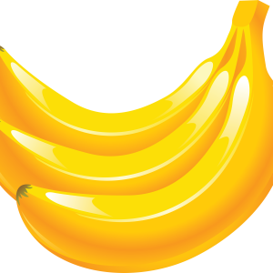 three yellow bananas PNG image
