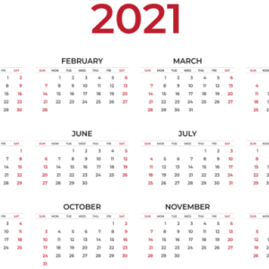 Calendar 2021 year PNG