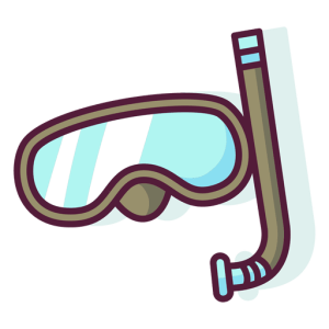 Snorkel, diving mask PNG