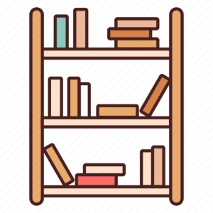 Bookshelf, bookcase PNG