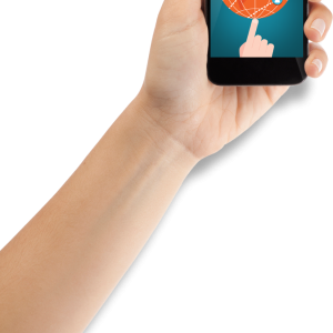 Smartphone in hand PNG image