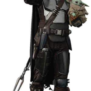 The Mandalorian with pistol and baby PNG
