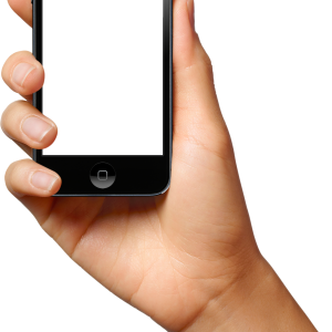 Smartphone in hand PNG image