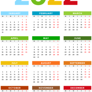 Calendar 2022 year PNG