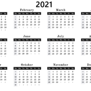 Calendar 2021 year PNG