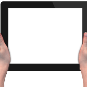 Tablet transparent in hands PNG image