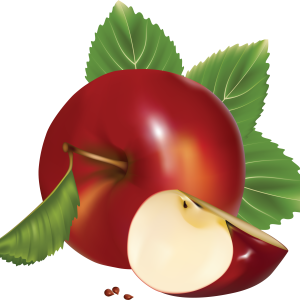 Apple with leaves PNG