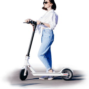 Girl on electric scooter PNG