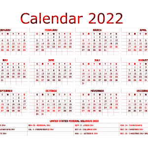Calendar 2022 year PNG