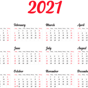 Calendar 2021 year PNG