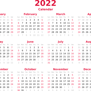 Calendar 2022 year PNG