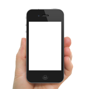 Smartphone in hand PNG image