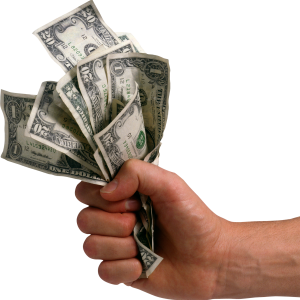 Money dollars in hand PNG image