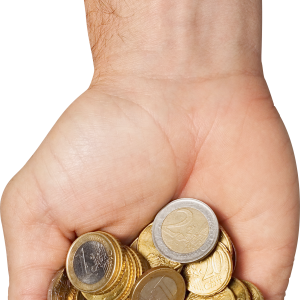 Coins in hand PNG image