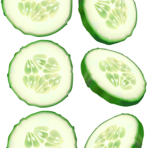 Six slices of cucumber PNG