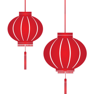 2 Chinese red lanterns PNG