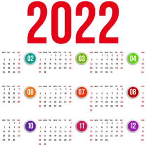 Calendar 2022 year PNG