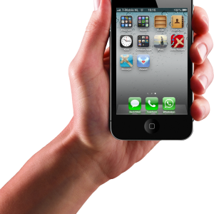 Smartphone in hand PNG image