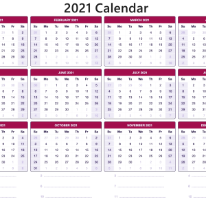 Calendar 2021 year PNG