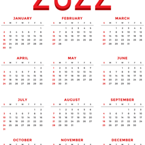 Calendar 2022 year PNG