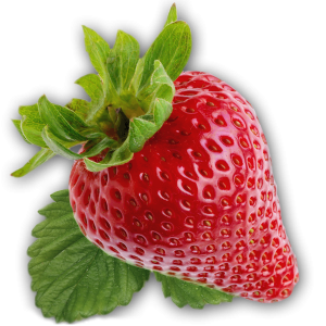 Strawberry with leaves PNG image
